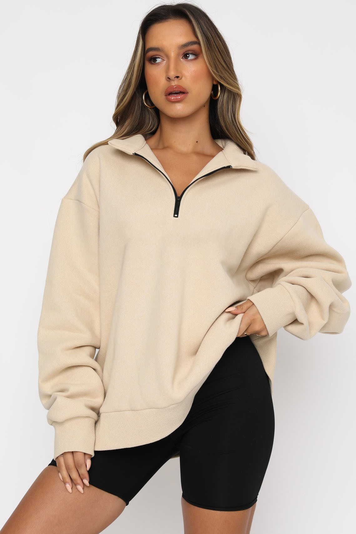 Half Zip Oversized Sweatshirt