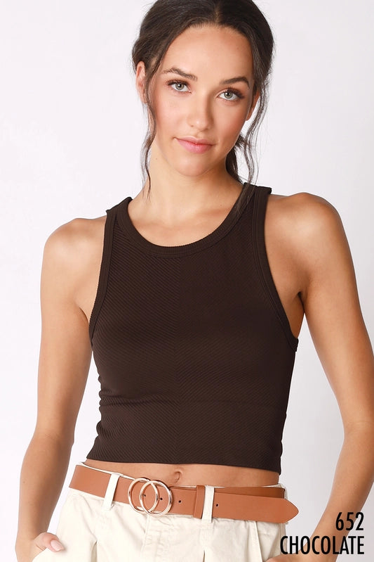Chevron Highneck Crop Top