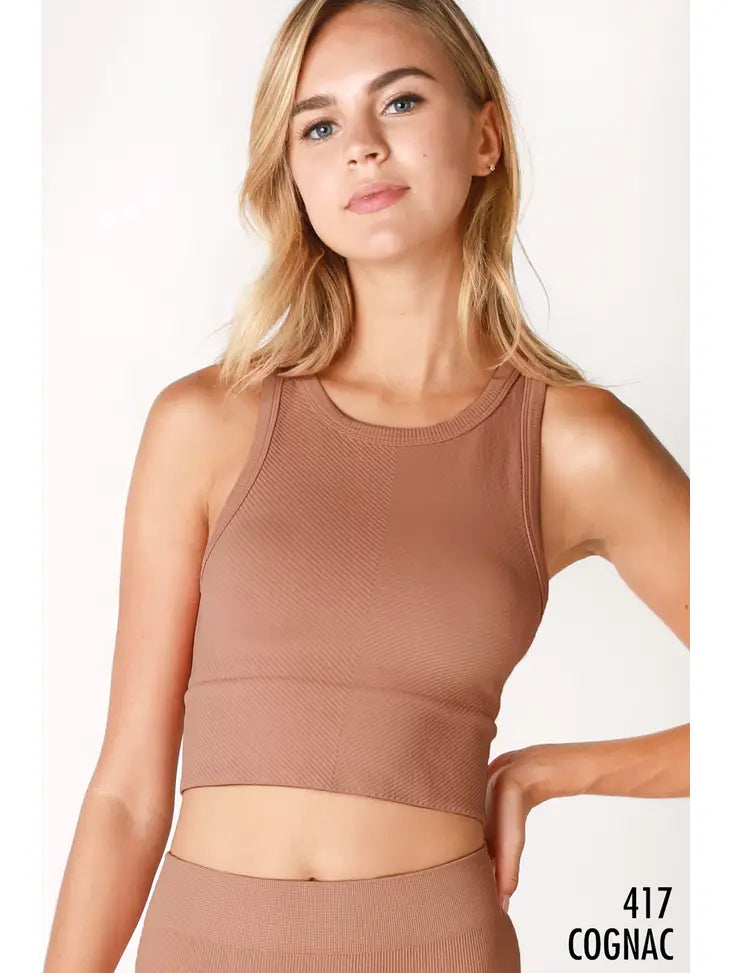 Chevron Highneck Crop Top