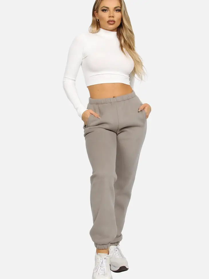 Fleece High Waist Sweatpants Grey