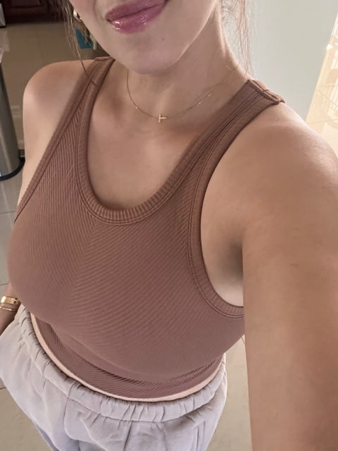 Chevron Highneck Crop Top