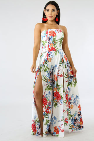 Plunge Front Midi Dress