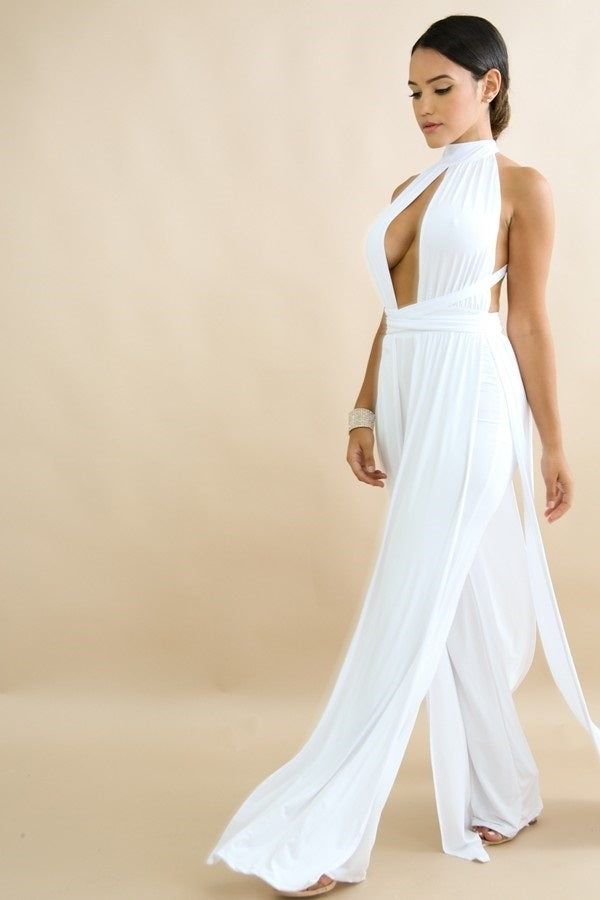 Fit Miami Style Draped Jumpsuit White