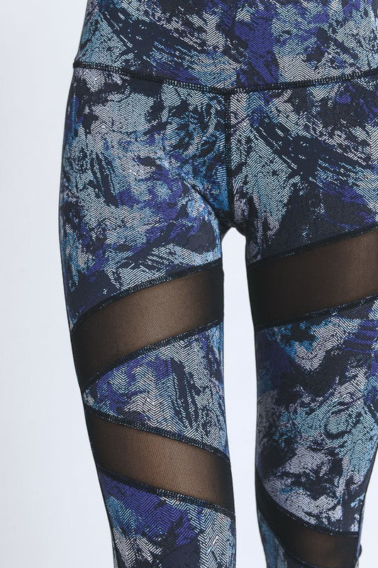 Blue Yoga Mesh Full Leggings