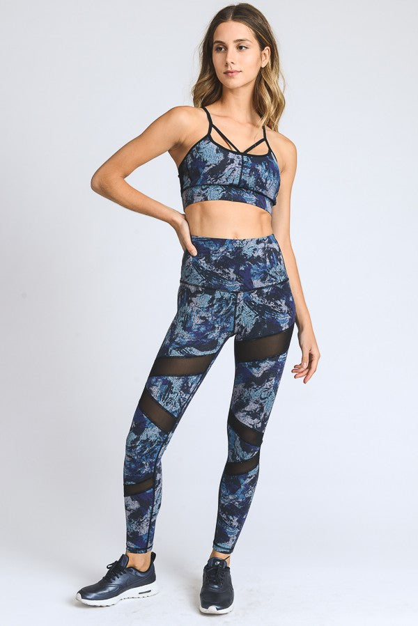 Blue Yoga Mesh Full Leggings