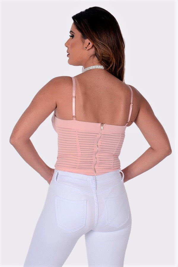 Fit Miami Style Burnout Stripe Bustier Bodysuit