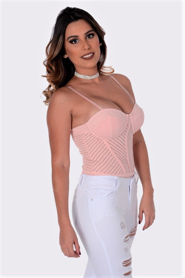 Burnout Stripe Bustier Bodysuit