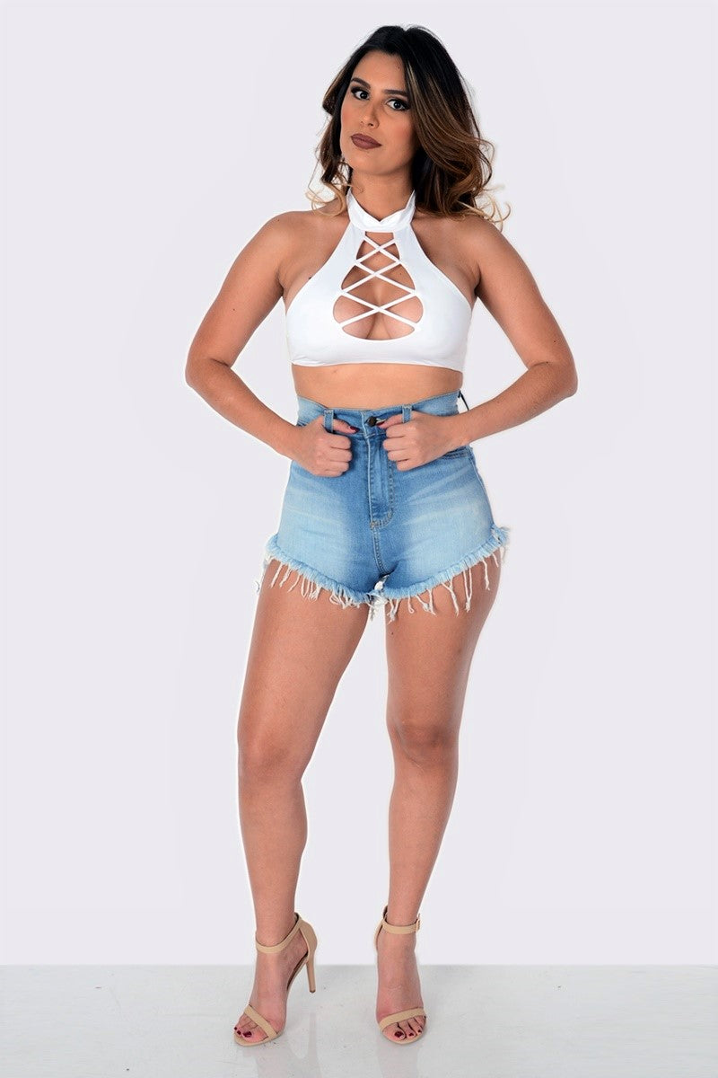 High Rise Denim Short