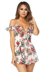 Fit Miami Style Off Shoulder Floral Romper