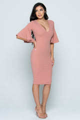 Outfit Love Plunge Front Midi Dress
