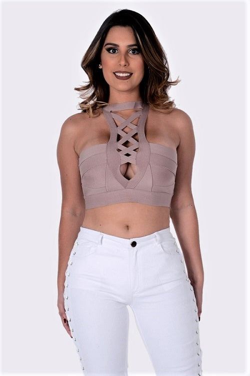 Fit Miami Style Crisscross Detail Bandage Top