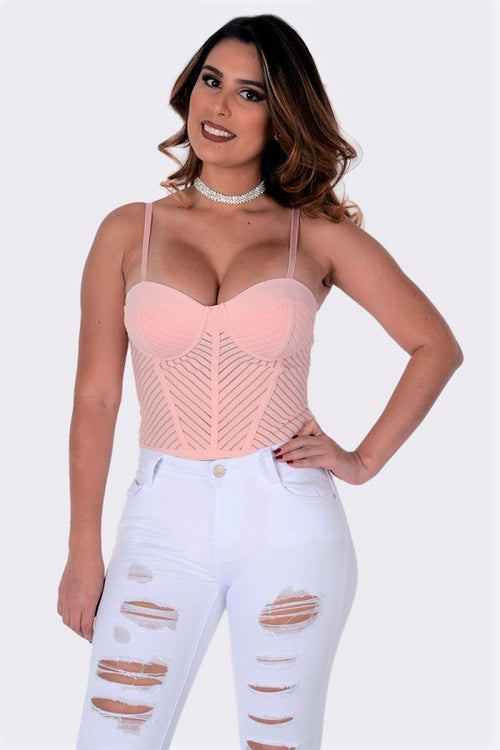 Fit Miami Style Burnout Stripe Bustier Bodysuit