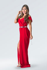 Off Shoulder Split Leg Jumpsuit