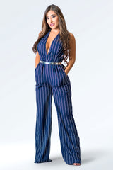 Striped Halter Jumpsuit